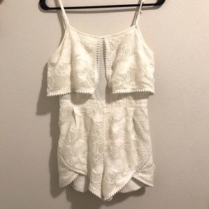 bebe White Shorts Romper